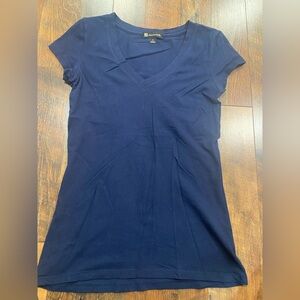 Valerie Bertinelli Deep Blue V-Neck Short Sleeve Tee size small